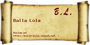 Balla Lola névjegykártya